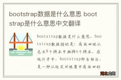 bootstrap数据是什么意思 bootstrap是什么意思中文翻译